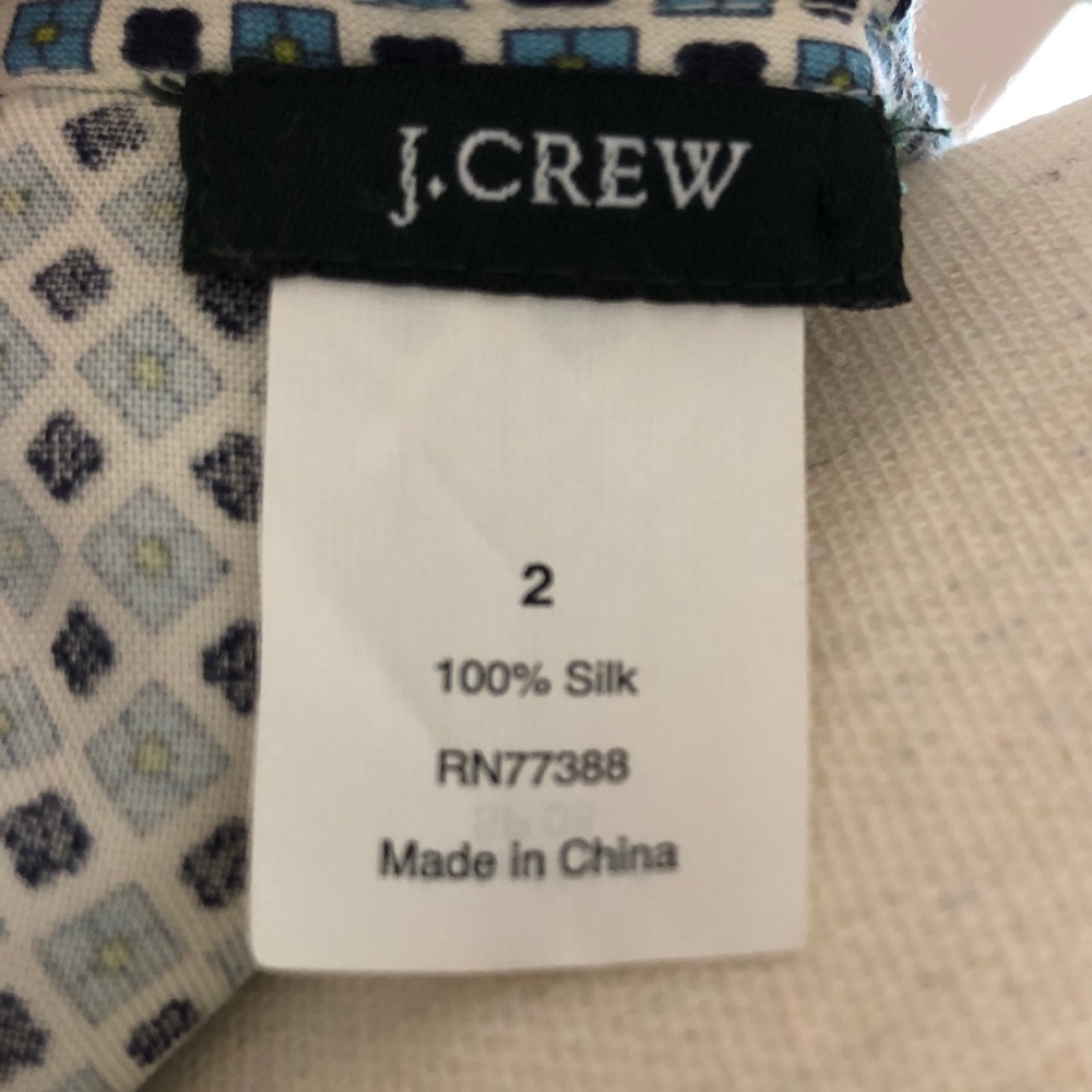 J. Crew blue patterned vintage style silk dress - Picture 4 of 4